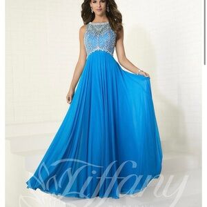 Marine blue prom dress